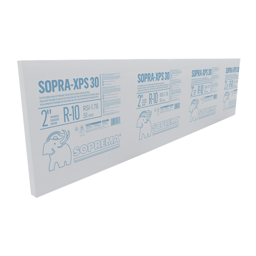 Panneau isolant thermique de polystyrène extrudé SOPRA-XPS 30 pour les murs et fondations - SOPREMA