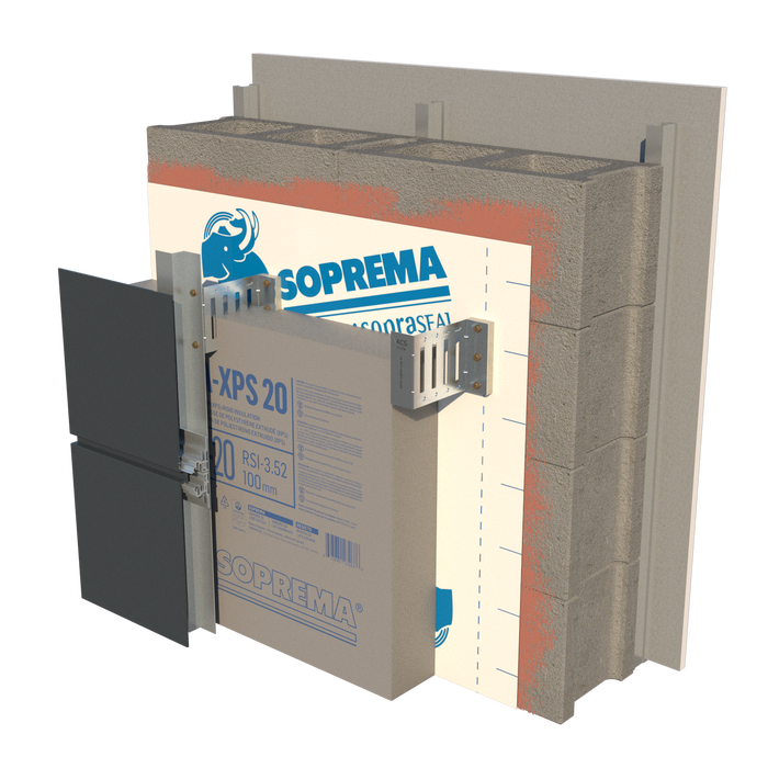 Système d'isolation en béton SOPRASEAL STICK 1100T et SOPRA-XPS pour les murs - SOPREMA