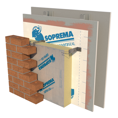 Système d'isolation en acier SOPRASEAL STICK 1100T et SOPRA-ISO V ALU pour les murs - SOPREMA