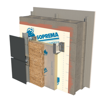Assemblage Protégé SOPREMA - Mur à isolation extérieure (CMU)